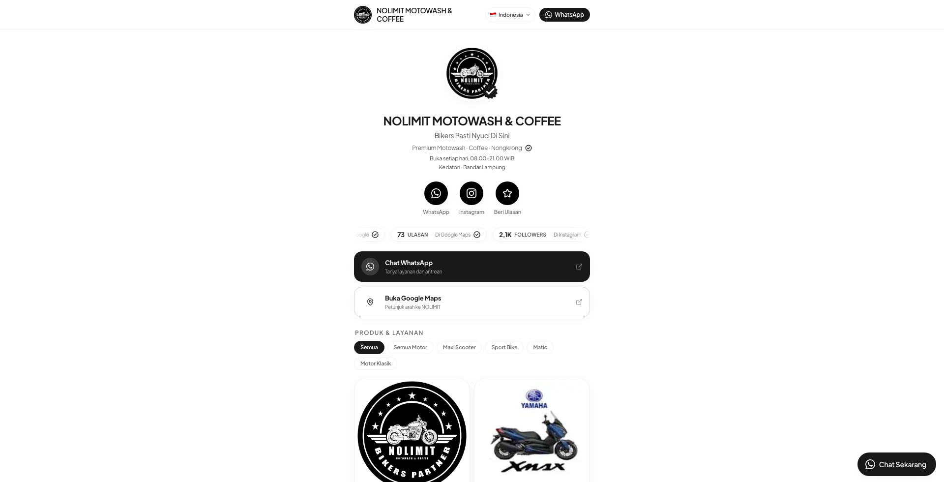 Contoh 2: katalog motowash &amp; coffee